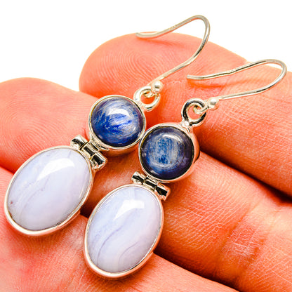 Blue Lace Agate Earrings handcrafted by Ana Silver Co - EARR415826