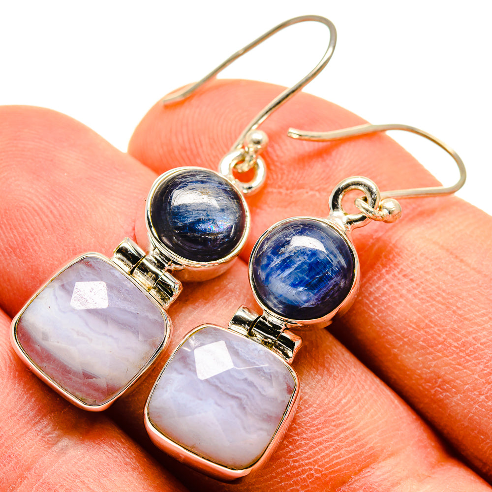 Blue Lace Agate Earrings handcrafted by Ana Silver Co - EARR415835