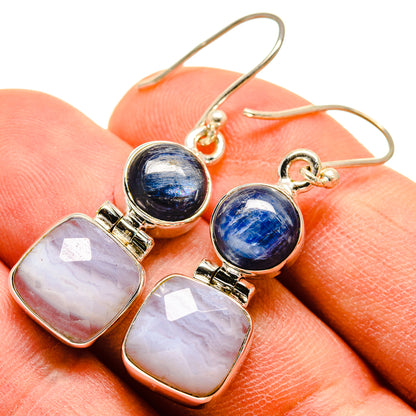 Blue Lace Agate Earrings handcrafted by Ana Silver Co - EARR415835