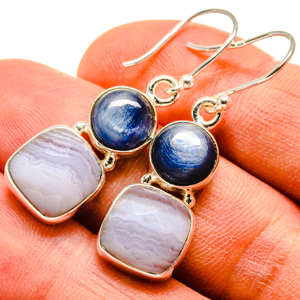 Blue Lace Agate Earrings handcrafted by Ana Silver Co - EARR415842