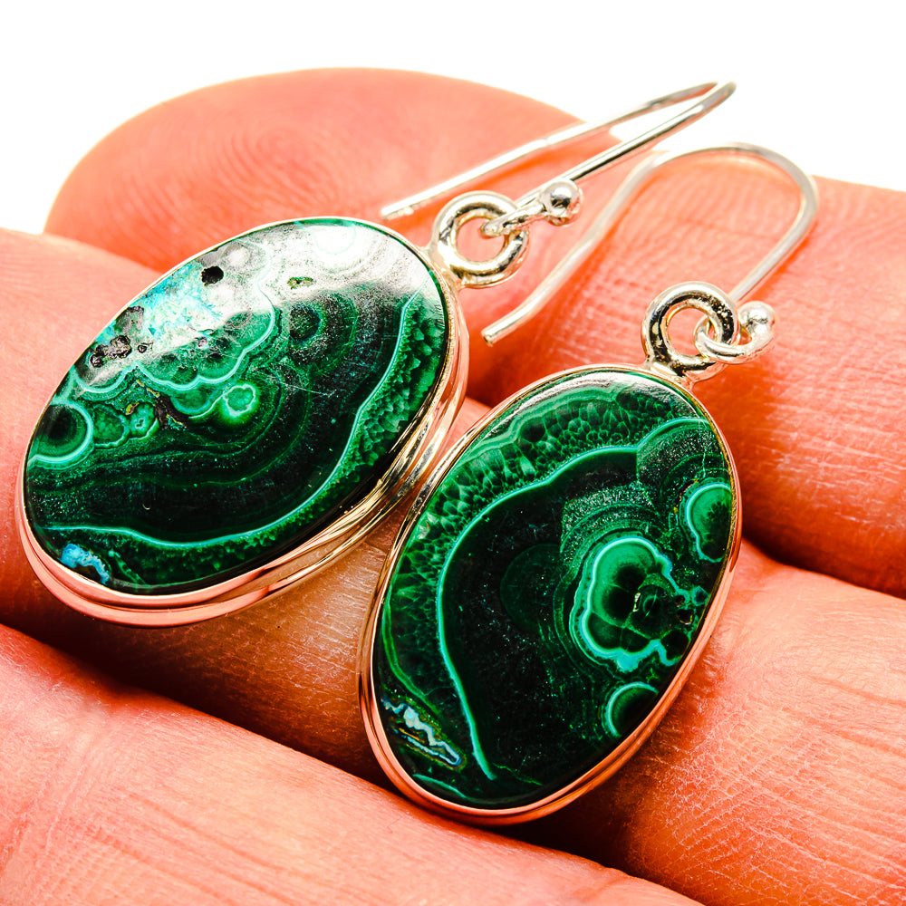Malachite In Chrysocolla Earrings handcrafted by Ana Silver Co - EARR415847