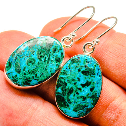 Malachite In Chrysocolla Earrings handcrafted by Ana Silver Co - EARR415852