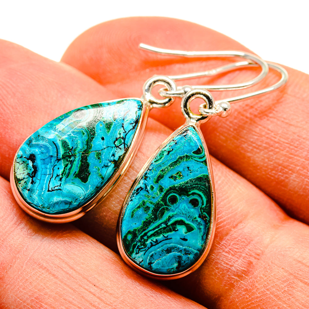 Malachite In Chrysocolla Earrings handcrafted by Ana Silver Co - EARR415856