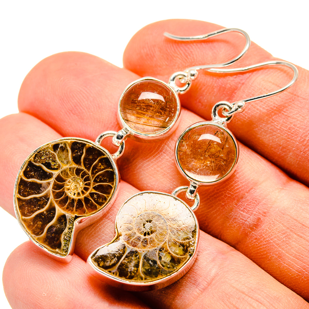 Ammonite Fossil Earrings handcrafted by Ana Silver Co - EARR415860