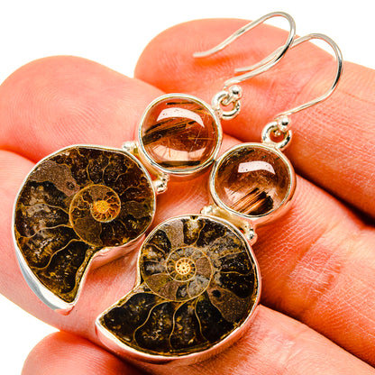 Ammonite Fossil Earrings handcrafted by Ana Silver Co - EARR415863