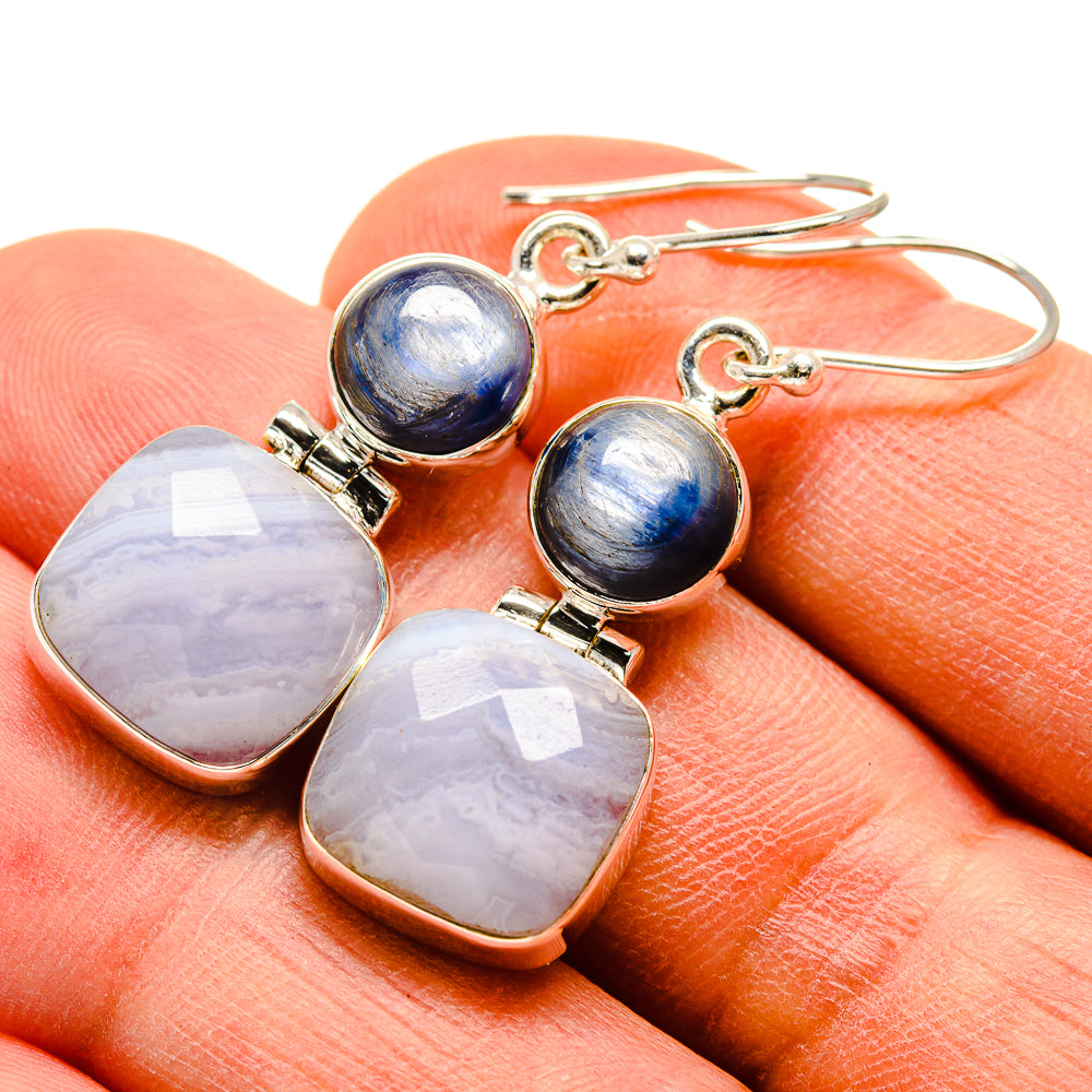Blue Lace Agate Earrings handcrafted by Ana Silver Co - EARR415867