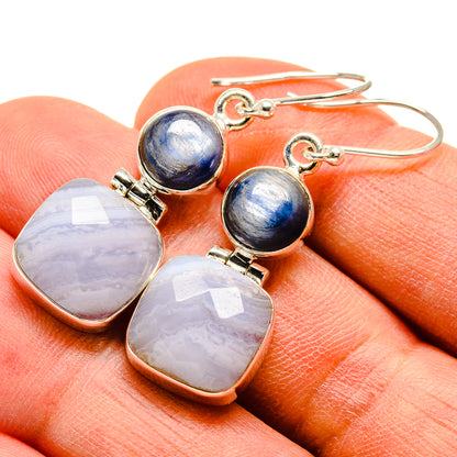 Blue Lace Agate Earrings handcrafted by Ana Silver Co - EARR415867