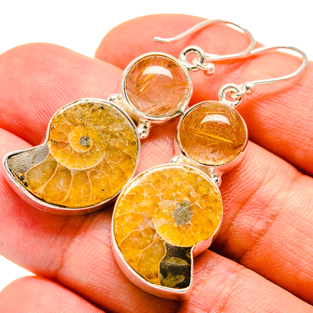 Ammonite Fossil Earrings handcrafted by Ana Silver Co - EARR415873