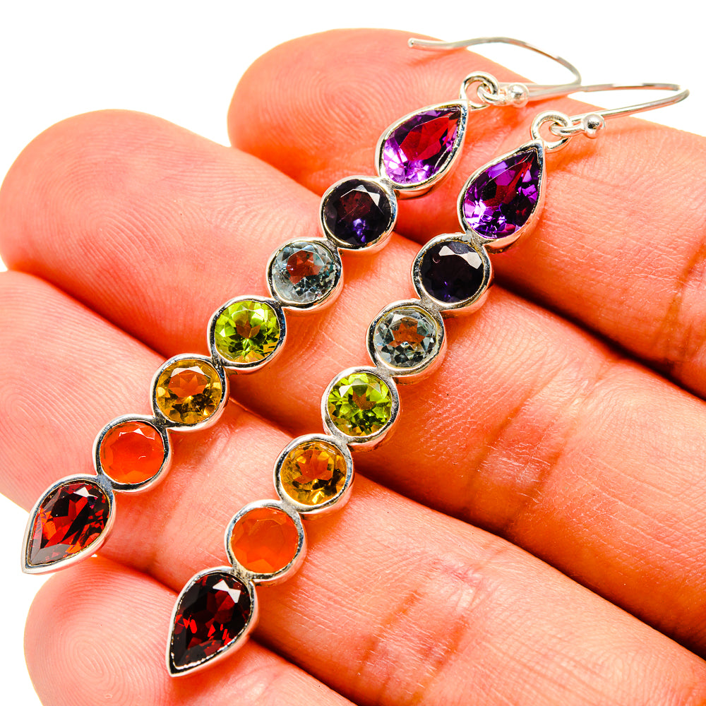 Multi-Stone Chakra Earrings handcrafted by Ana Silver Co - EARR415882