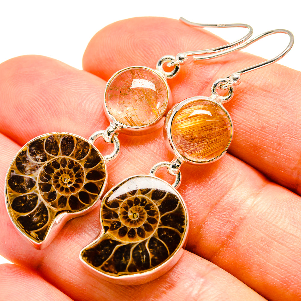 Ammonite Fossil Earrings handcrafted by Ana Silver Co - EARR415883