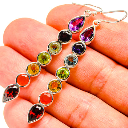 Multi-Stone Chakra Earrings handcrafted by Ana Silver Co - EARR415885