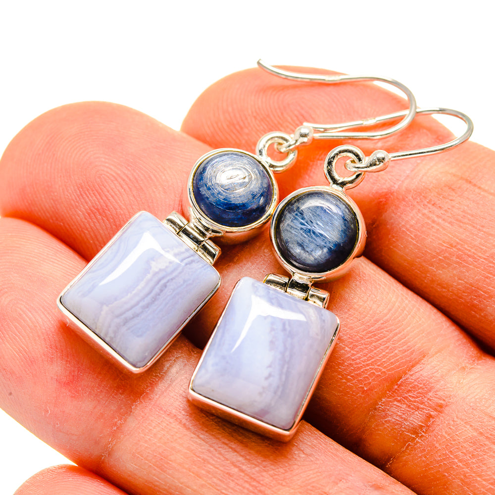Blue Lace Agate Earrings handcrafted by Ana Silver Co - EARR415913