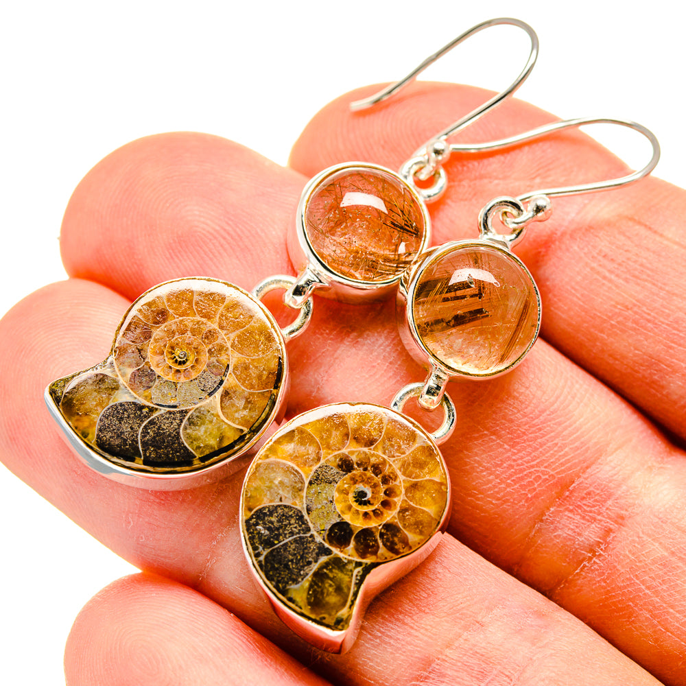 Ammonite Fossil Earrings handcrafted by Ana Silver Co - EARR415920