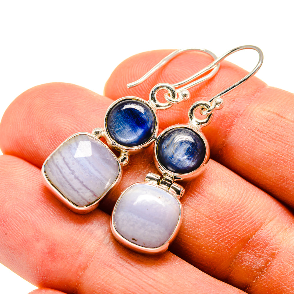 Blue Lace Agate Earrings handcrafted by Ana Silver Co - EARR415924