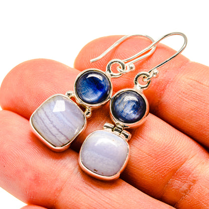 Blue Lace Agate Earrings handcrafted by Ana Silver Co - EARR415924