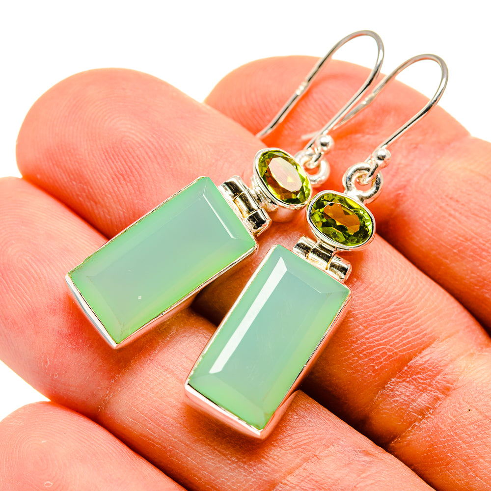 Aqua Chalcedony Earrings handcrafted by Ana Silver Co - EARR415926