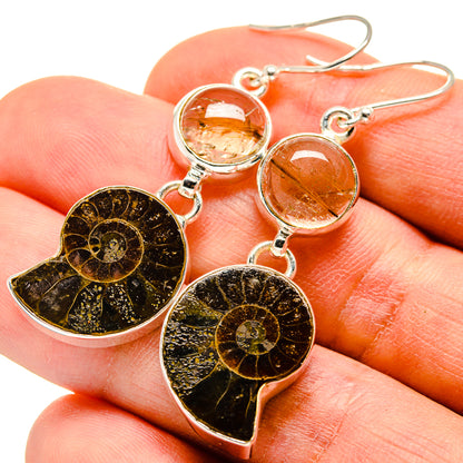 Ammonite Fossil Earrings handcrafted by Ana Silver Co - EARR415928