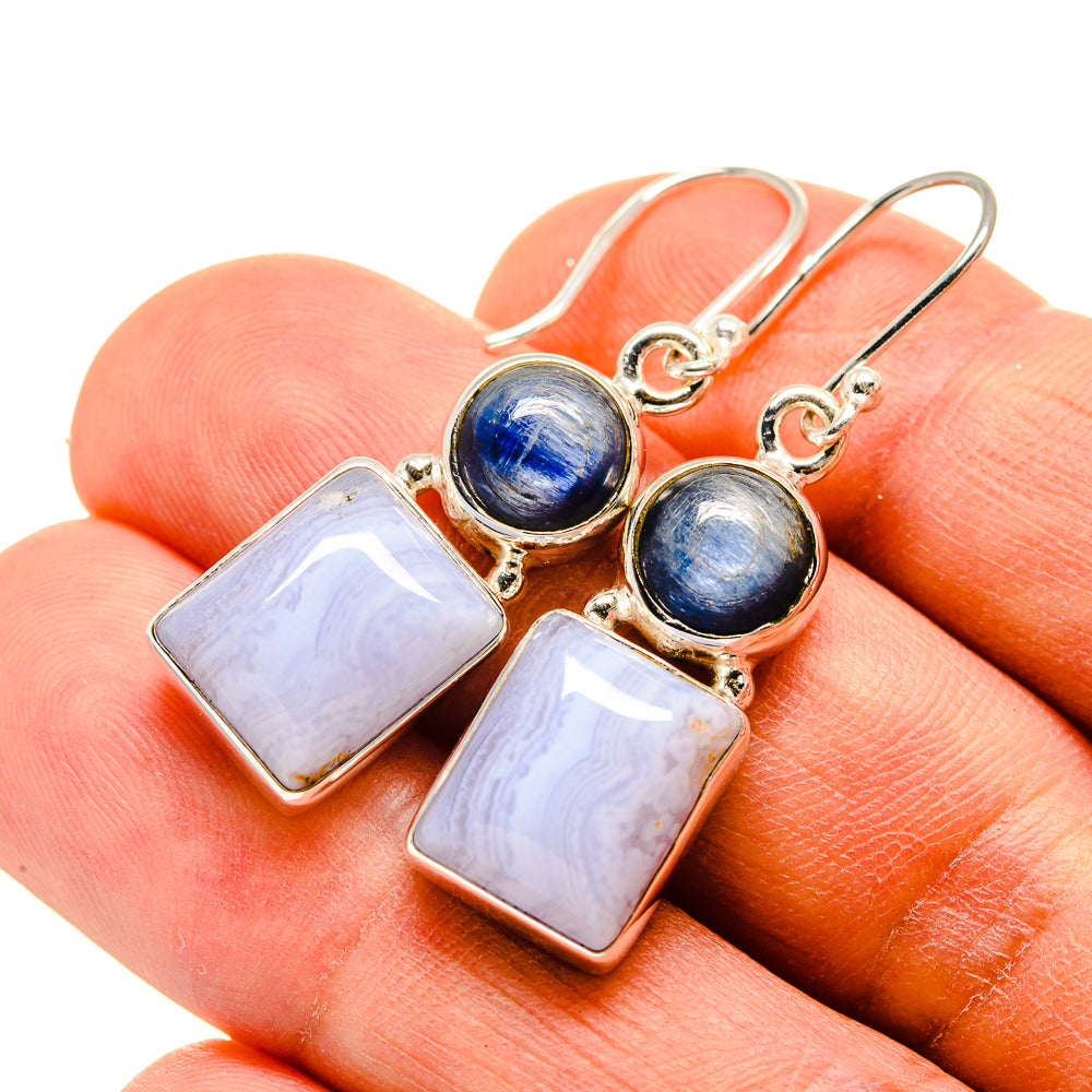 Blue Lace Agate Earrings handcrafted by Ana Silver Co - EARR415935