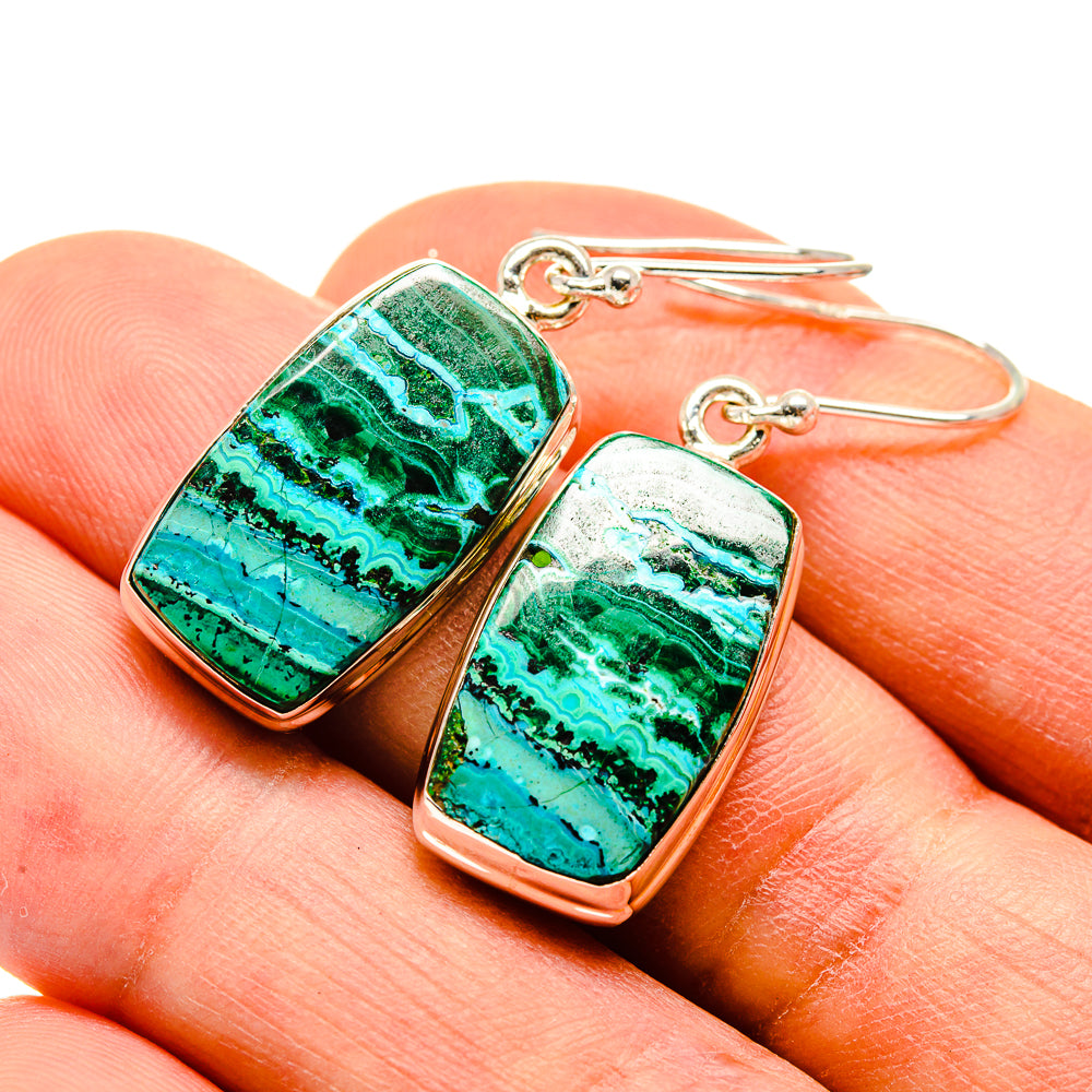Malachite In Chrysocolla Earrings handcrafted by Ana Silver Co - EARR415940