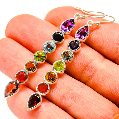 Multi-Stone Chakra Earrings handcrafted by Ana Silver Co - EARR415941