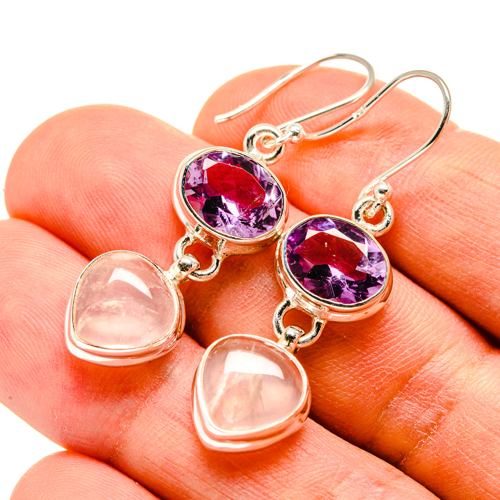Rose Quartz Earrings handcrafted by Ana Silver Co - EARR415943