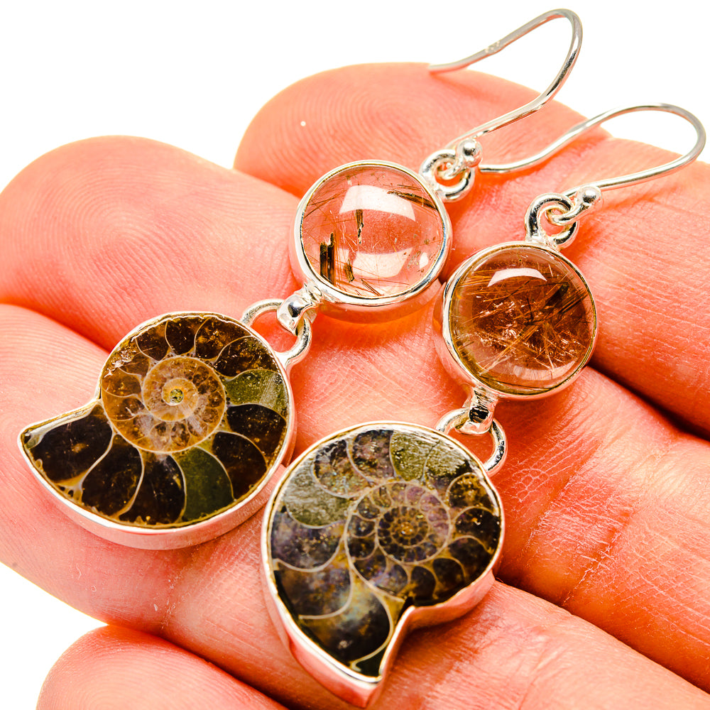 Ammonite Fossil Earrings handcrafted by Ana Silver Co - EARR415949