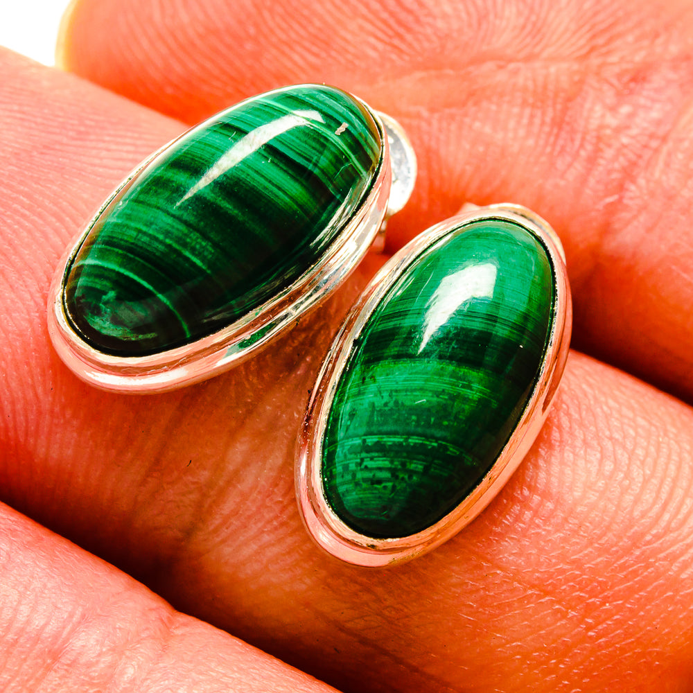 Malachite Earrings handcrafted by Ana Silver Co - EARR415965