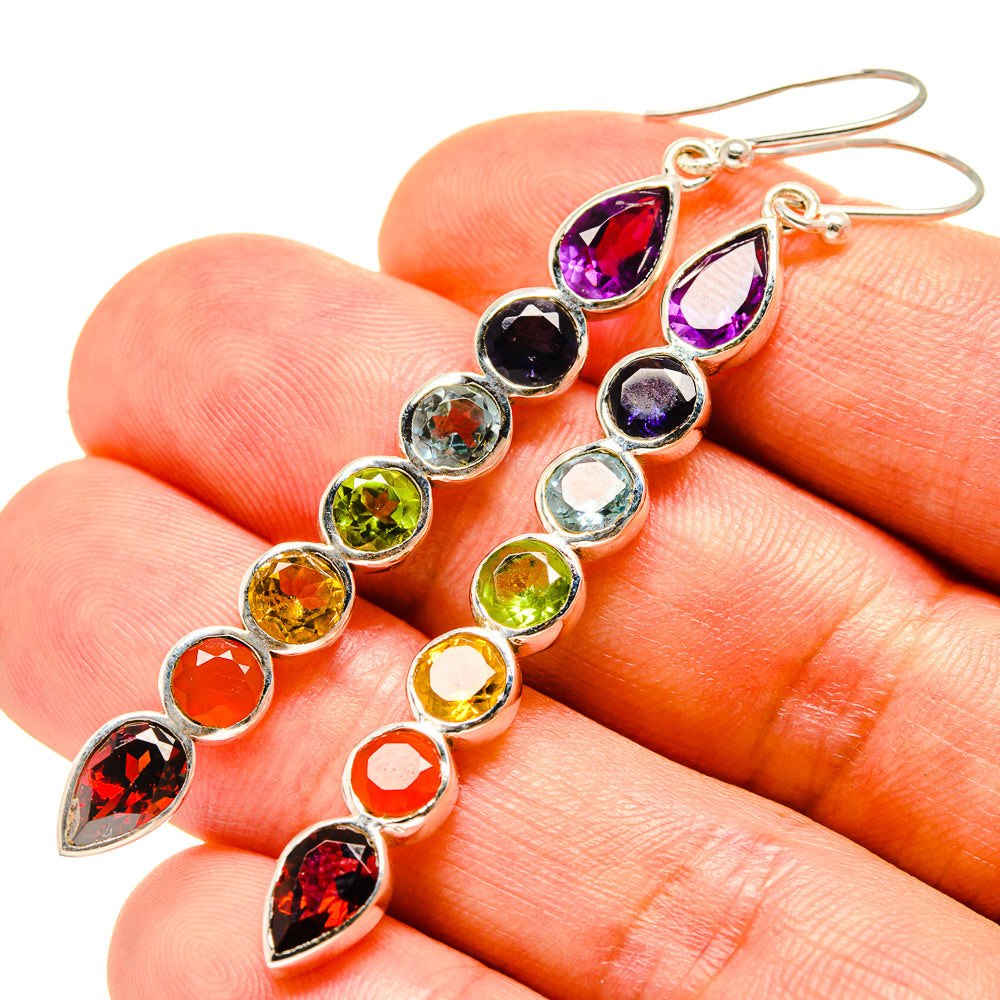 Multi-Stone Chakra Earrings handcrafted by Ana Silver Co - EARR415966
