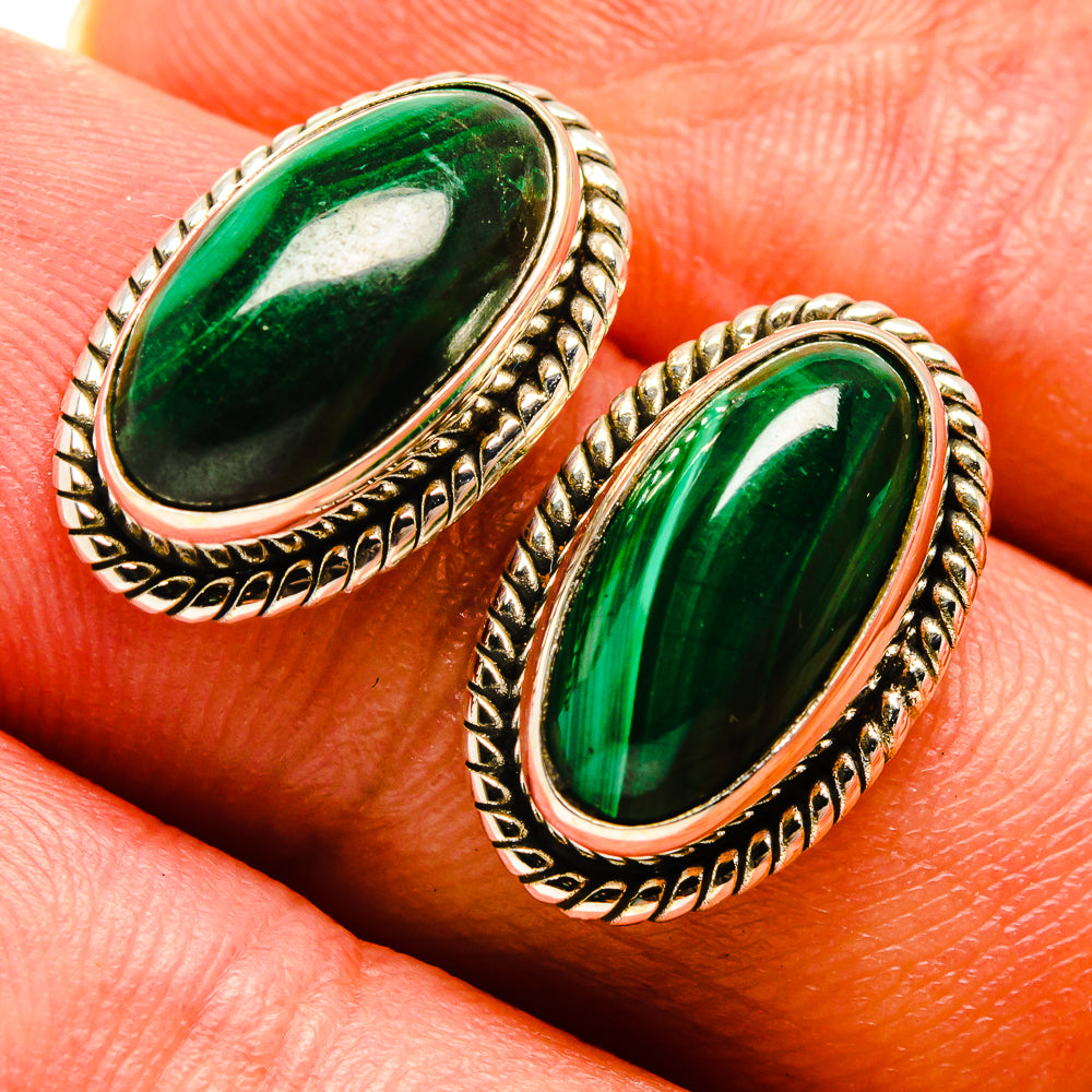 Malachite Earrings handcrafted by Ana Silver Co - EARR415968