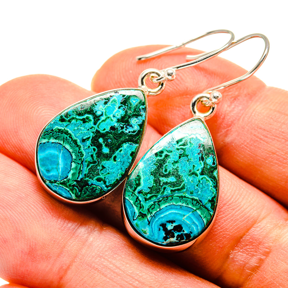 Malachite In Chrysocolla Earrings handcrafted by Ana Silver Co - EARR415983