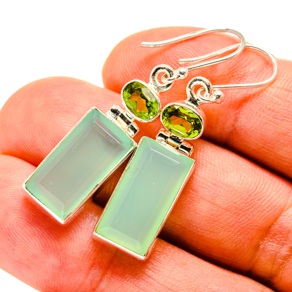 Aqua Chalcedony Earrings handcrafted by Ana Silver Co - EARR415990