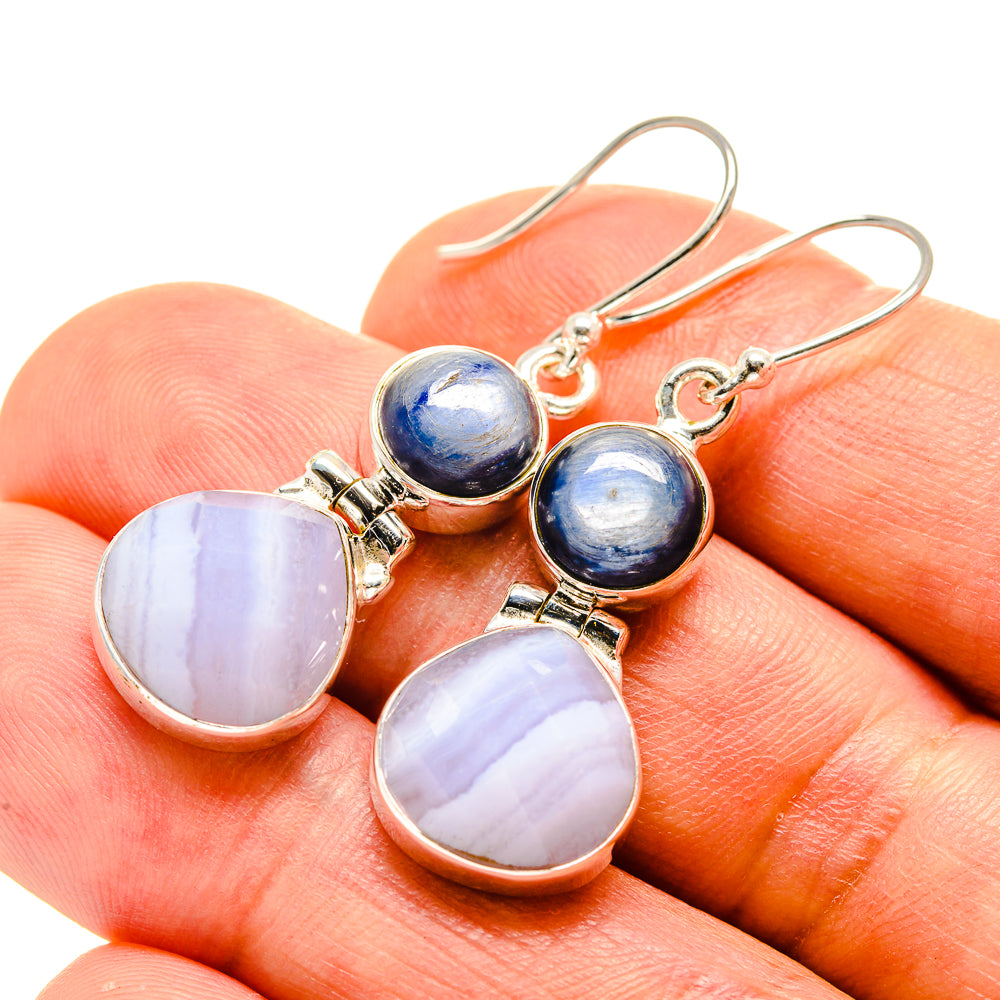 Blue Lace Agate Earrings handcrafted by Ana Silver Co - EARR416007