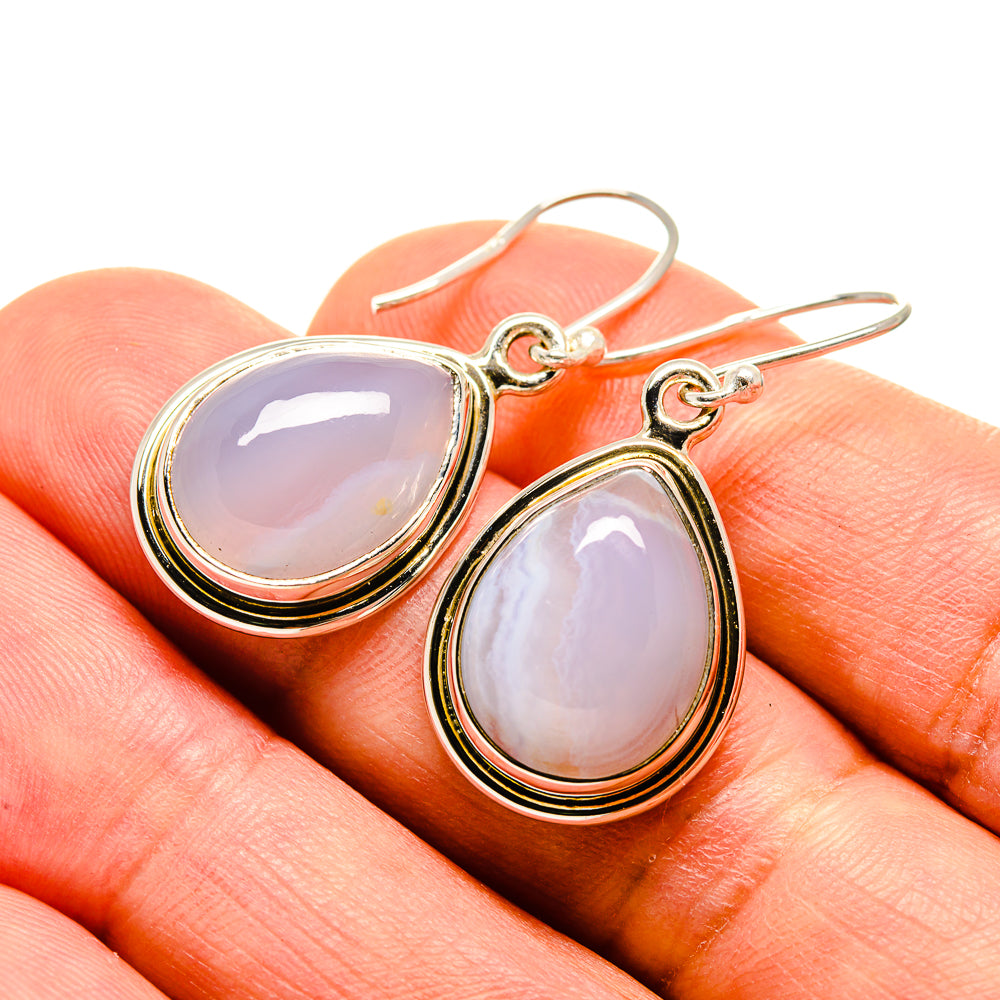 Blue Lace Agate Earrings handcrafted by Ana Silver Co - EARR416010