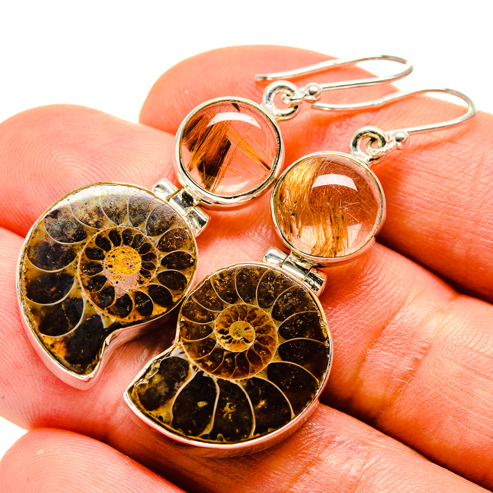 Ammonite Fossil Earrings handcrafted by Ana Silver Co - EARR416014