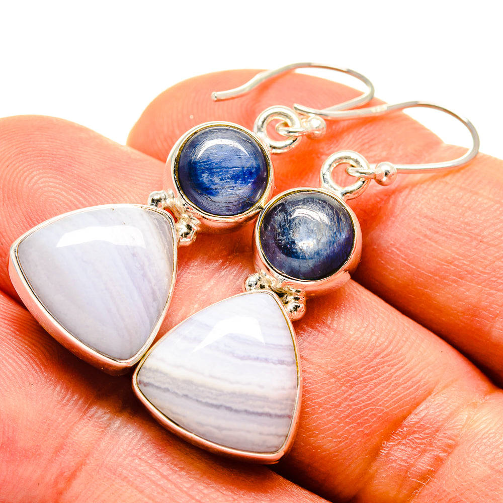 Blue Lace Agate Earrings handcrafted by Ana Silver Co - EARR416018