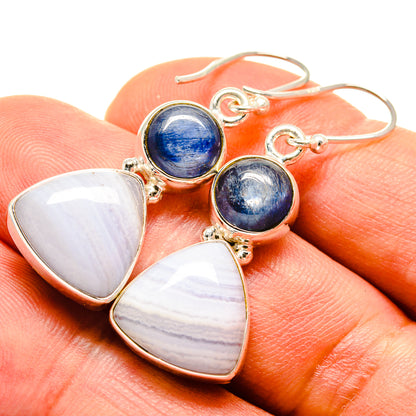 Blue Lace Agate Earrings handcrafted by Ana Silver Co - EARR416018