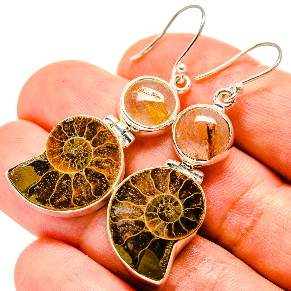 Ammonite Fossil Earrings handcrafted by Ana Silver Co - EARR416024