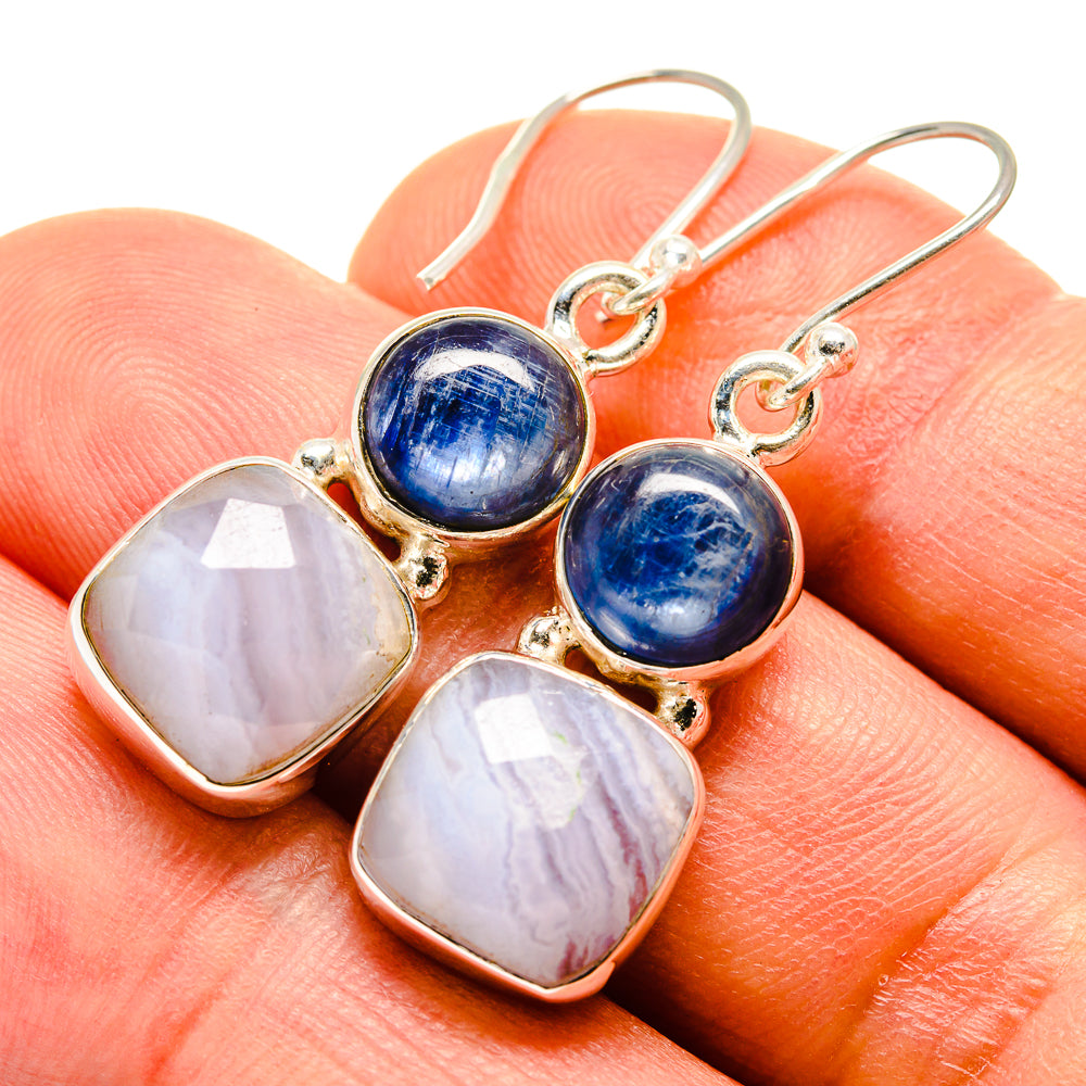 Blue Lace Agate Earrings handcrafted by Ana Silver Co - EARR416030