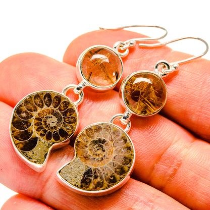 Ammonite Fossil Earrings handcrafted by Ana Silver Co - EARR416031