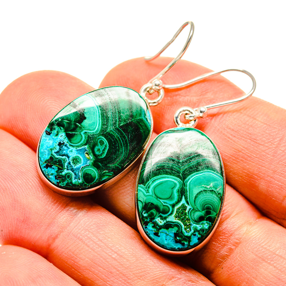 Malachite In Chrysocolla Earrings handcrafted by Ana Silver Co - EARR416041