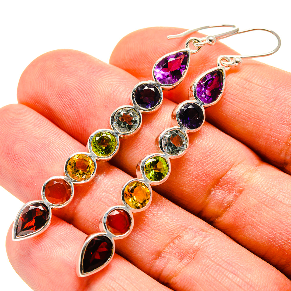 Multi-Stone Chakra Earrings handcrafted by Ana Silver Co - EARR416051