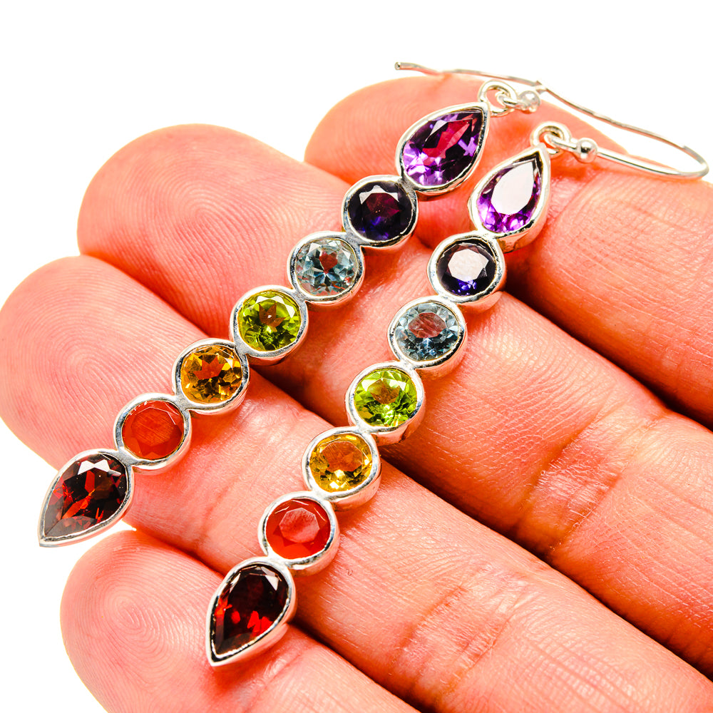 Multi-Stone Chakra Earrings handcrafted by Ana Silver Co - EARR416052