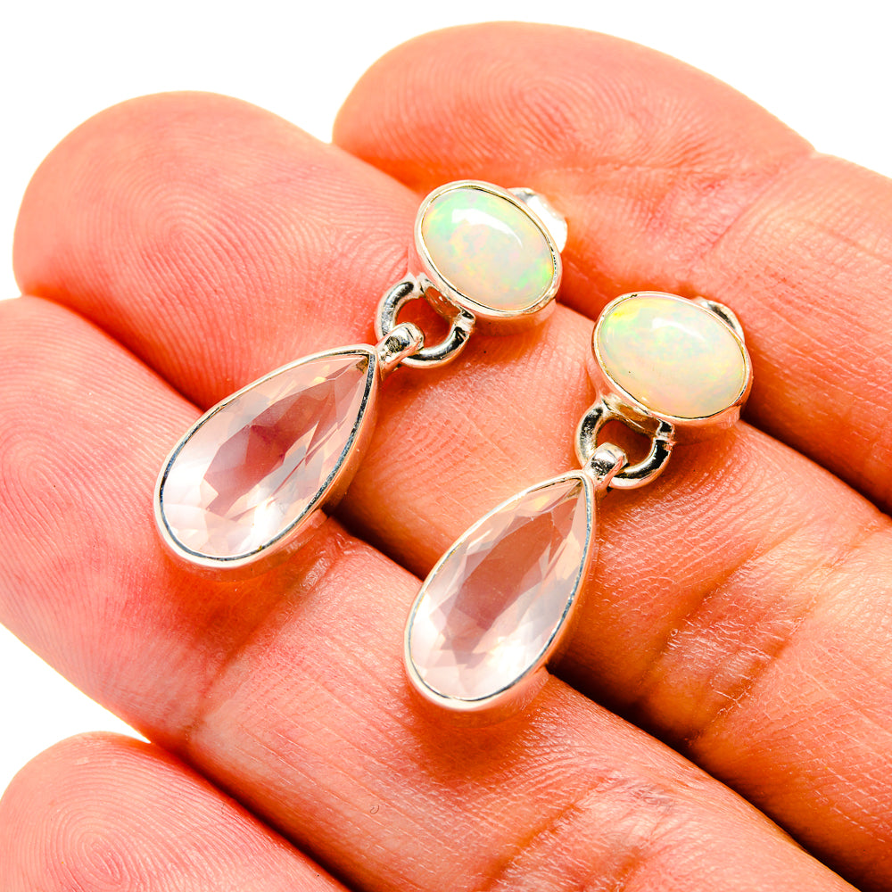 Rose Quartz Earrings handcrafted by Ana Silver Co - EARR416054