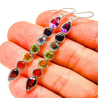 Multi-Stone Chakra Earrings handcrafted by Ana Silver Co - EARR416059