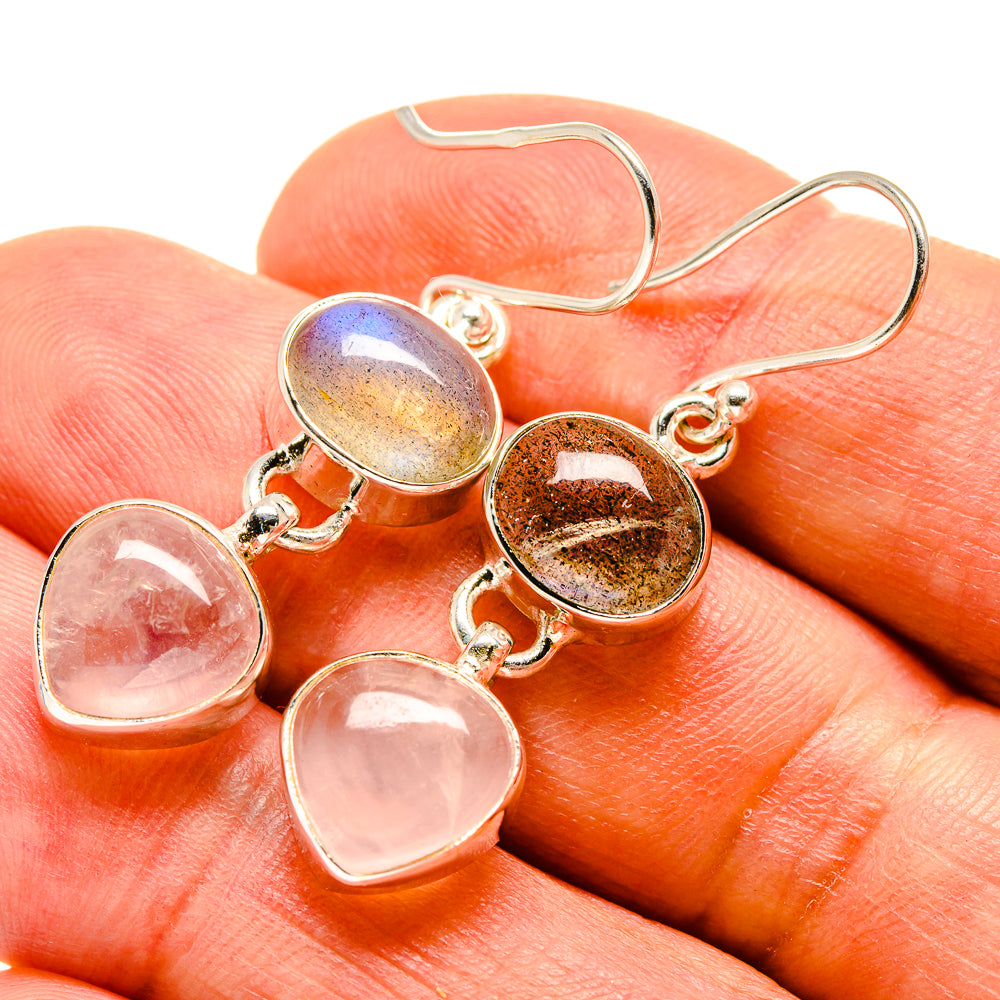 Rose Quartz Earrings handcrafted by Ana Silver Co - EARR416063