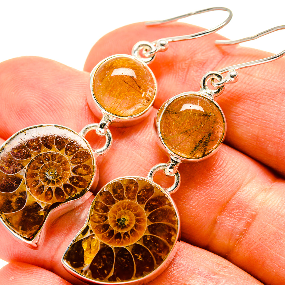 Ammonite Fossil Earrings handcrafted by Ana Silver Co - EARR416068