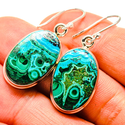 Malachite In Chrysocolla Earrings handcrafted by Ana Silver Co - EARR416083