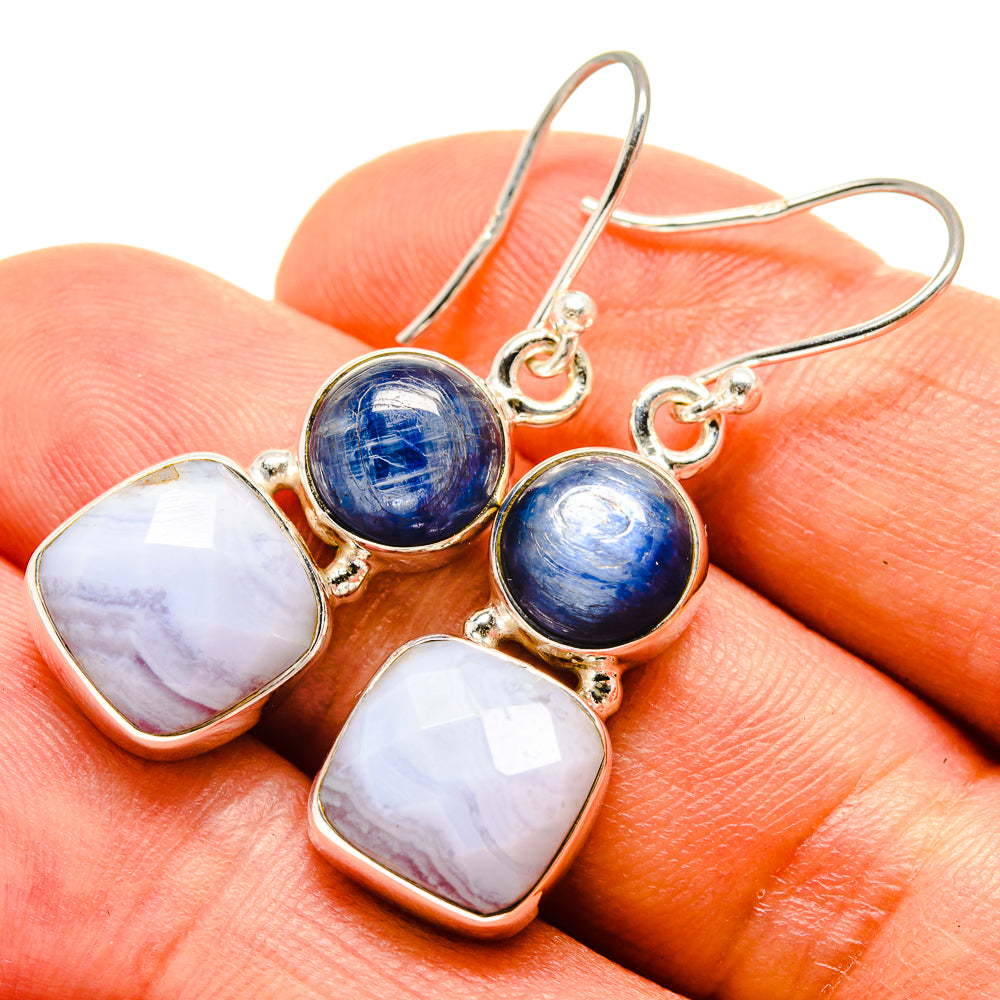 Blue Lace Agate Earrings handcrafted by Ana Silver Co - EARR416085