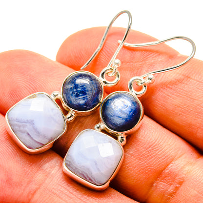 Blue Lace Agate Earrings handcrafted by Ana Silver Co - EARR416085
