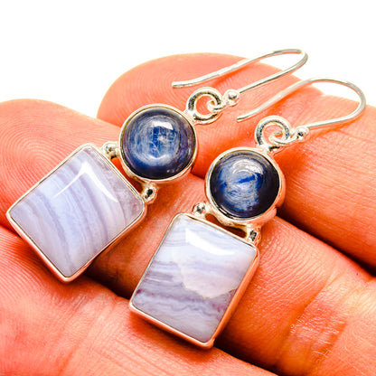 Blue Lace Agate Earrings handcrafted by Ana Silver Co - EARR416087